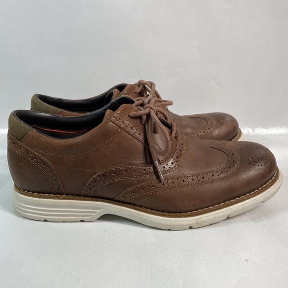 Rockport Brown Wingtip Oxford Lace Up Leather Shoes V79370 Men's US SIZE 8 M - Picture 3 of 9